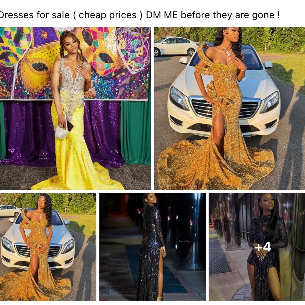Elegant Yellow Sequin Evening Gown - Women Dresses